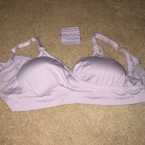 Lavendar expandable padded maternity nursing bra
